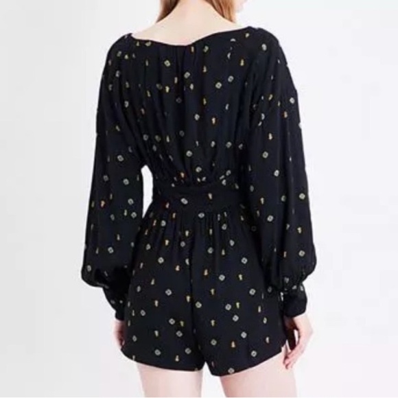 Free People Black and Gold Patterned Romper Size XS - Picture 5 of 15